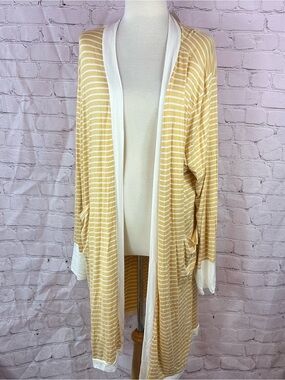 NWT Hemish USA mustard Striped Open-Front Cardigan Women 3X inventive layering